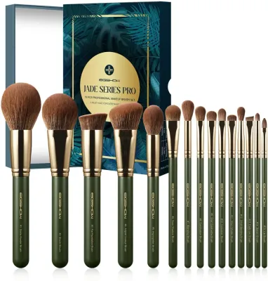 Eigshow Beauty Eigshow Jade Series Pro - Набор кистей для макияжа Eigshow Jade Series Pro профессиональный, нефритово-зелёный, 15 шт