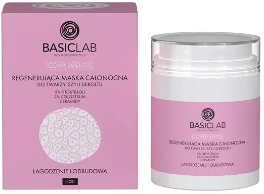 Маска ночная BasicLab Dermocosmetics Complementis Face Mask восстанавливающая, для лица, шеи и декольте, 50 мл