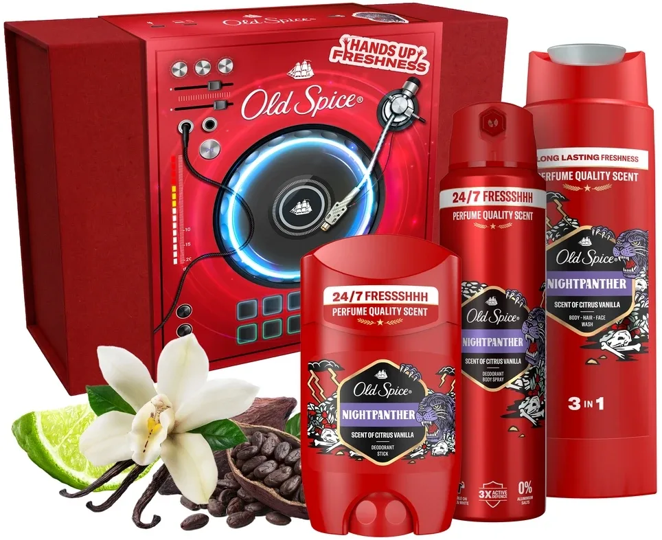 Набор Old Spice Nightpanther Set: дезодорант-стик, гель для душа, дезодорант-спрей