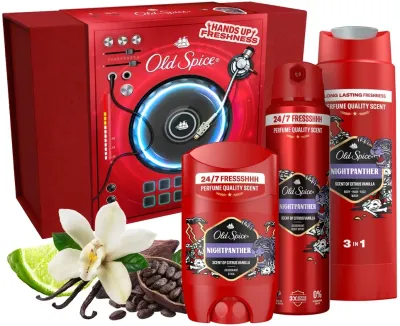 Набор Old Spice Nightpanther Set: дезодорант-стик, гель для душа, дезодорант-спрей