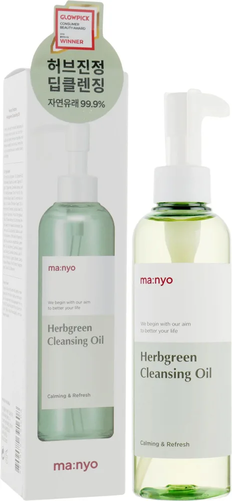 Manyo Factory Herb Green Cleansing Oil гидрофильное масло для снятия макияжа травяное, для жирной кожи, 200 мл