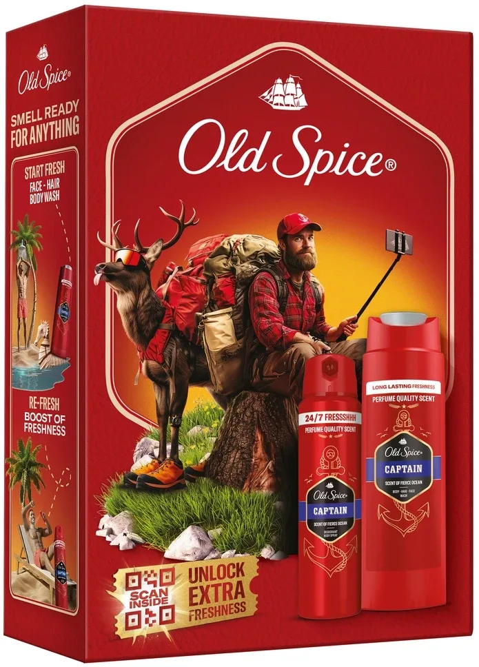 Набор Old Spice Capitan Outdoor Explorer: дезодорант-спрей и гель для душа