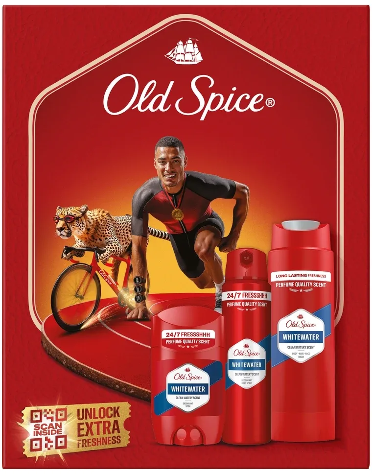 Набор Old Spice Whitewater Ironman: дезодорант-стик 50 мл, дезодорант-спрей 150 мл и гель для душа 250 мл