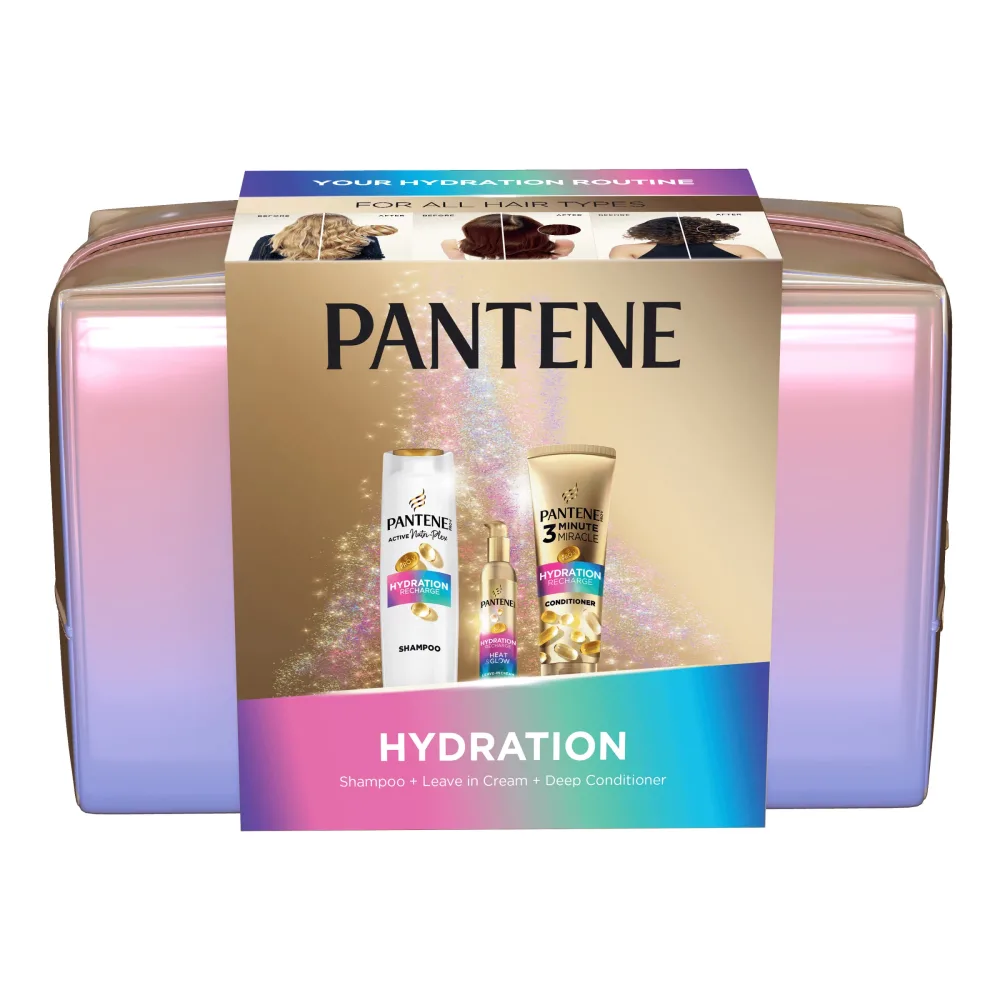 Набор для ухода за волосами Pantene Hydration Set: шампунь 400 мл, кондиционер 220 мл, крем для волос 135 мл и сумка