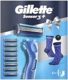 Набор для бритья Gillette Sensor 3+ Comfort: бритва 1 шт., лезвия 8 шт. и носки — фото 1