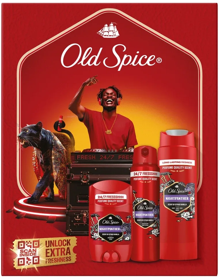 Набор Old Spice Night Panther Set: дезодорант 50 мл, дезодорант-спрей 150 мл и гель для душа 250 мл