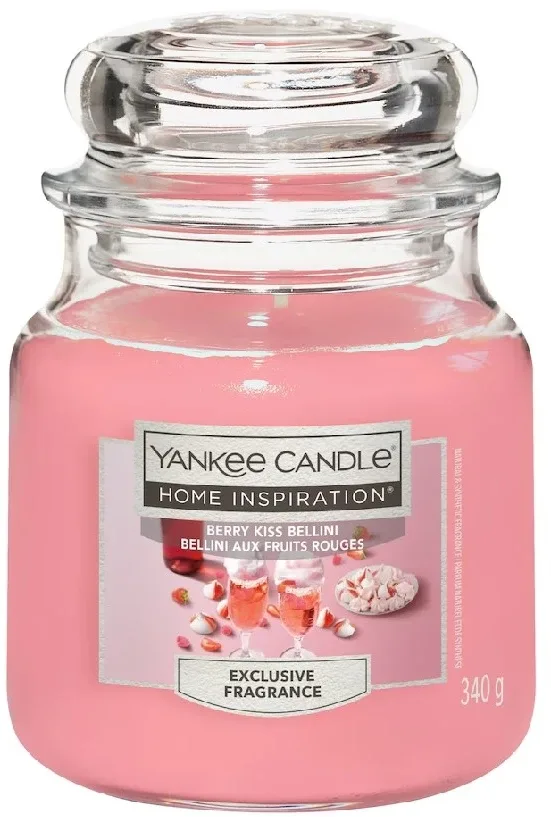 Свеча ароматическая Yankee Candle Home Inspiration Berry Kiss Bellini в банке, 340 г