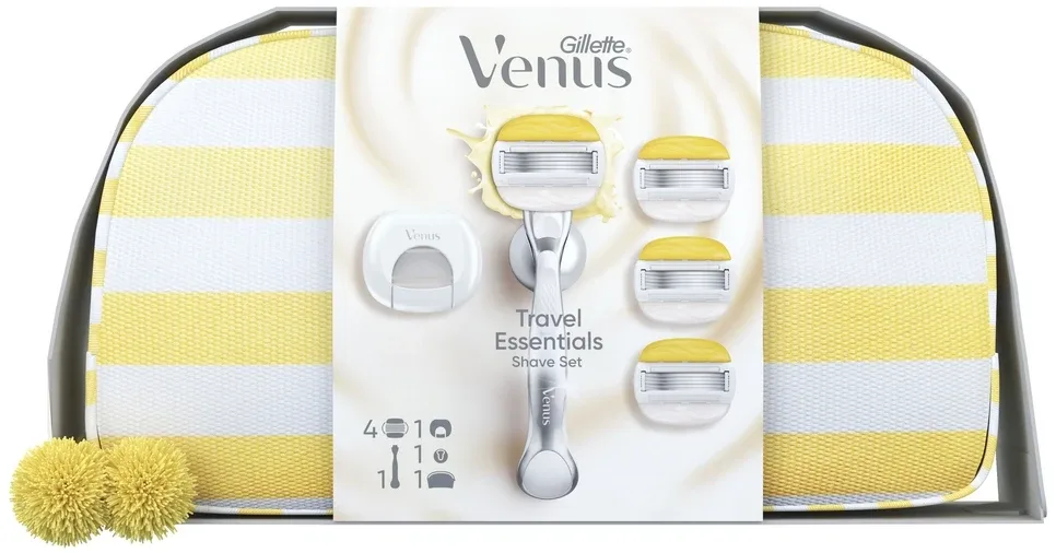 Дорожный набор для бритья Gillette Venus Travel Essentials Shave Set: бритва 1 шт., лезвия 4 шт., держатель 1 шт. и сумка 1 шт