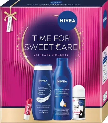 Набор Nivea Time For Sweet Care: гель для душа, молочко для тела, дезодорант и бальзам для губ