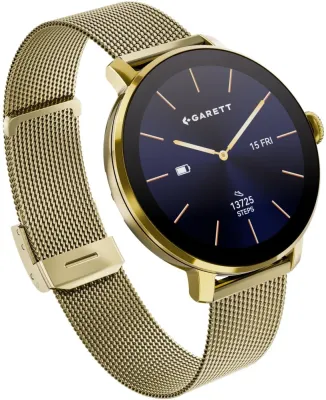 Смарт-часы женские Garett Muse Gold Mesh, золотистый сетчатый браслет