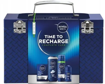 Набор для мужчин NIVEA Men Time to Recharge: дезодорант, гель, пена для бритья, средство после бритья и кейс