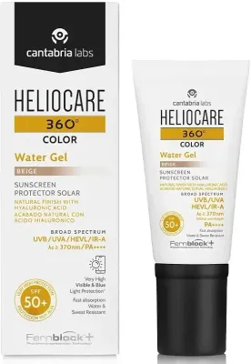 Cantabria Labs Heliocare 360 Color Water Gel гель тонирующий для лица на водной основе SPF50+ 50 мл, солнцезащитный тональный гель с гиалуроновой кислотой, оттенок Bronze