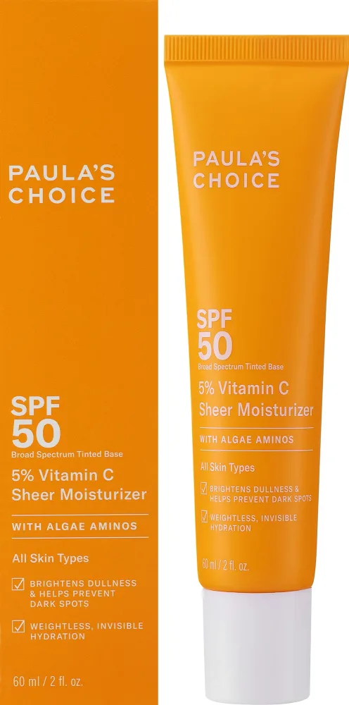 Paula's Choice 5% Vitamin C Sheer Moisturizer увлажняющий солнцезащитный крем для лица с витамином С SPF 50 60 мл, для всех типов кожи