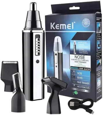 Триммер для носа, ушей и бороды Kemei 4 в 1, 1 шт