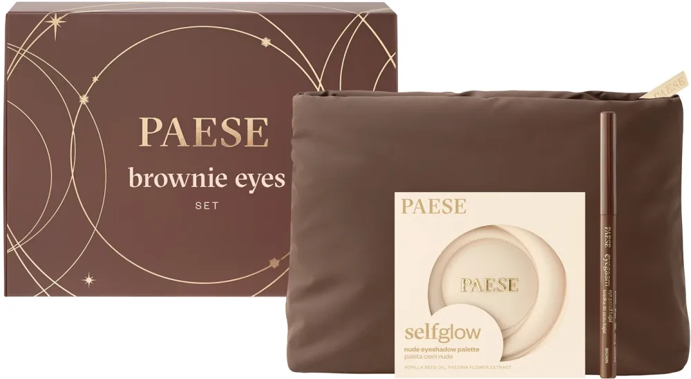 Paese Brownie Eyes Set набор палетка теней 12.5 г + карандаш для глаз 0.35 г + косметичка, для нюдового макияжа глаз