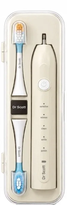 Электрическая зубная щётка Dr. Scott Gaia Electric Toothbrush с 2 насадками, бежевая, 1 шт