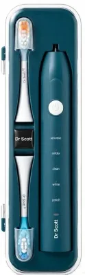 Электрическая зубная щётка Dr. Scott Gaia Electric Toothbrush с 2 насадками, синяя, 1 шт