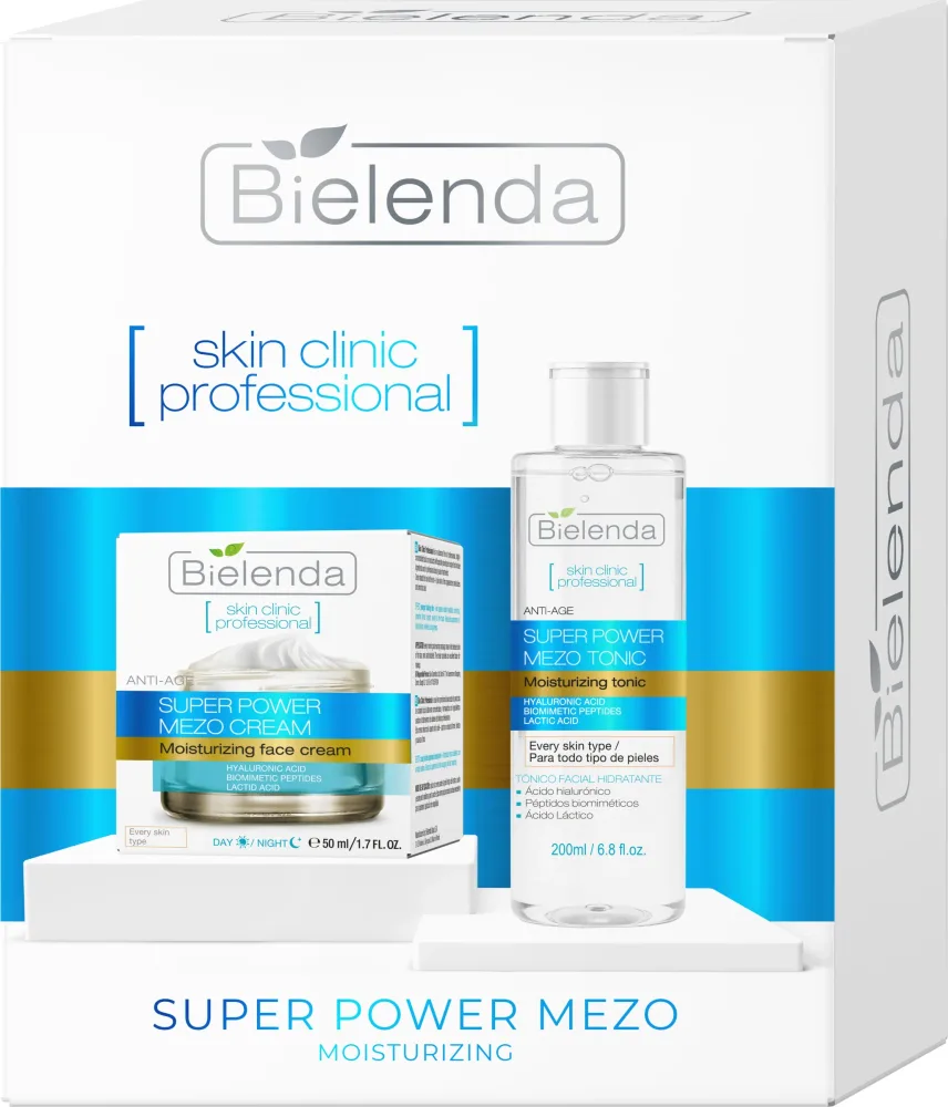 Набор увлажняющей косметики Bielenda Skin Clinic Professional Super Power Mezo: крем для лица 50 мл и тоник 200 мл