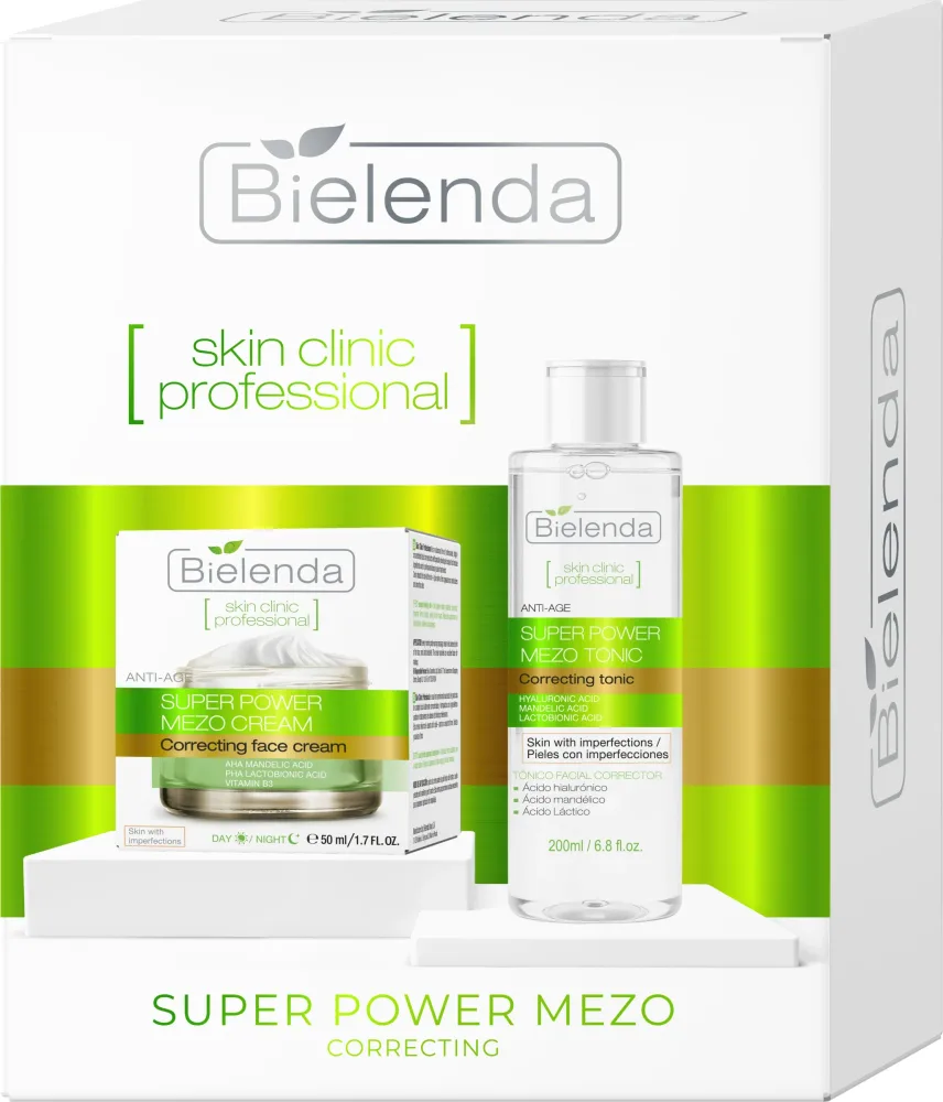 Набор корректирующей косметики Bielenda Skin Clinic Professional Super Power Mezo: крем для лица 50 мл и тоник 200 мл