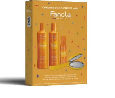 Набор Fanola Wonder Box Nourishing, шампунь, кондиционер, эликсир и зеркало, 350 мл + 350 мл + 100 мл + 1 шт