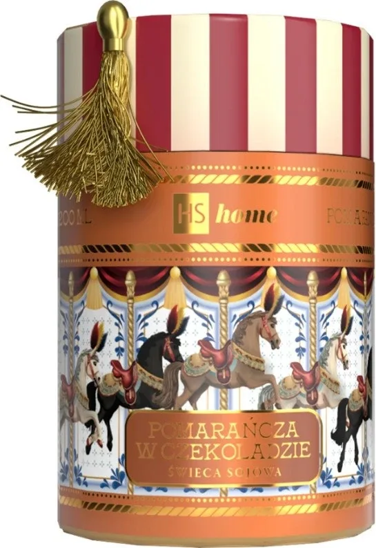 Свеча соевая HiSkin Home Carousel Candle «Карусель», аромат апельсина в шоколаде, в тубе, 200 мл