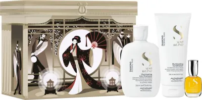 Подарочный набор для волос Alfaparf Semi Di Lino Diamond Holiday Gift Set: шампунь, кондиционер, кристаллы для волос