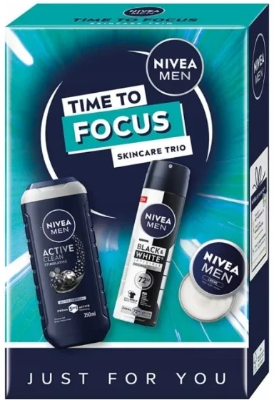 Набор для мужчин NIVEA Time To Focus Skincare Trio: антиперспирант, крем и гель
