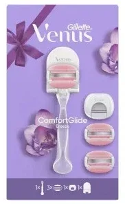 Набор для бритья Gillette Venus ComfortGlide Breeze: бритва, 3 сменных лезвия, держатель, футляр