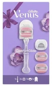 Набор для бритья Gillette Venus ComfortGlide Breeze: бритва, 3 сменных лезвия, держатель, футляр