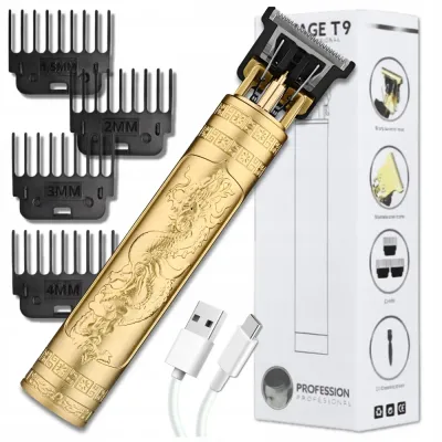 Триммер для волос и бороды Vintage T9 Hair Trimmer Gold Dragon «Золотой дракон», 1 шт