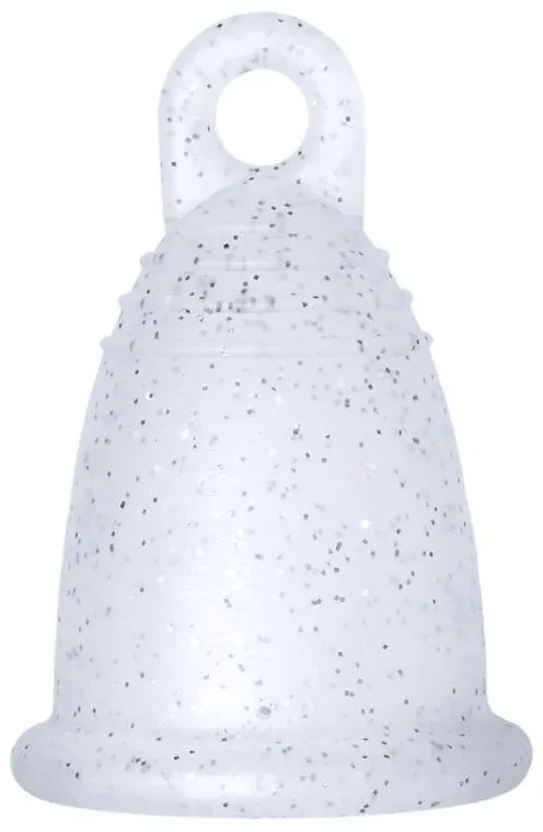 Менструальная чаша Me Luna Soft Menstrual Cup Ring с петелькой, размер XL, серебристые блёстки