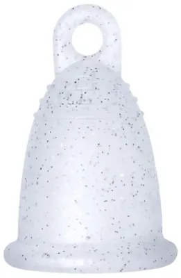 Менструальная чаша Me Luna Soft Menstrual Cup Ring с петелькой, размер XL, серебристые блёстки
