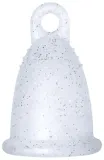 Менструальная чаша Me Luna Soft Menstrual Cup Ring с петелькой, размер XL, серебристые блёстки — фото 1