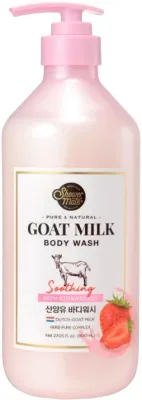Гель для душа KeraSys Shower Mate Goat Milk Body Wash Soothing Strawberry «Козье молоко и клубника», 800 мл