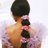 Набор из 3 широких резинок для волос Slip wide pure silk scrunchies, оттенок Róż/ecru — фото 2
