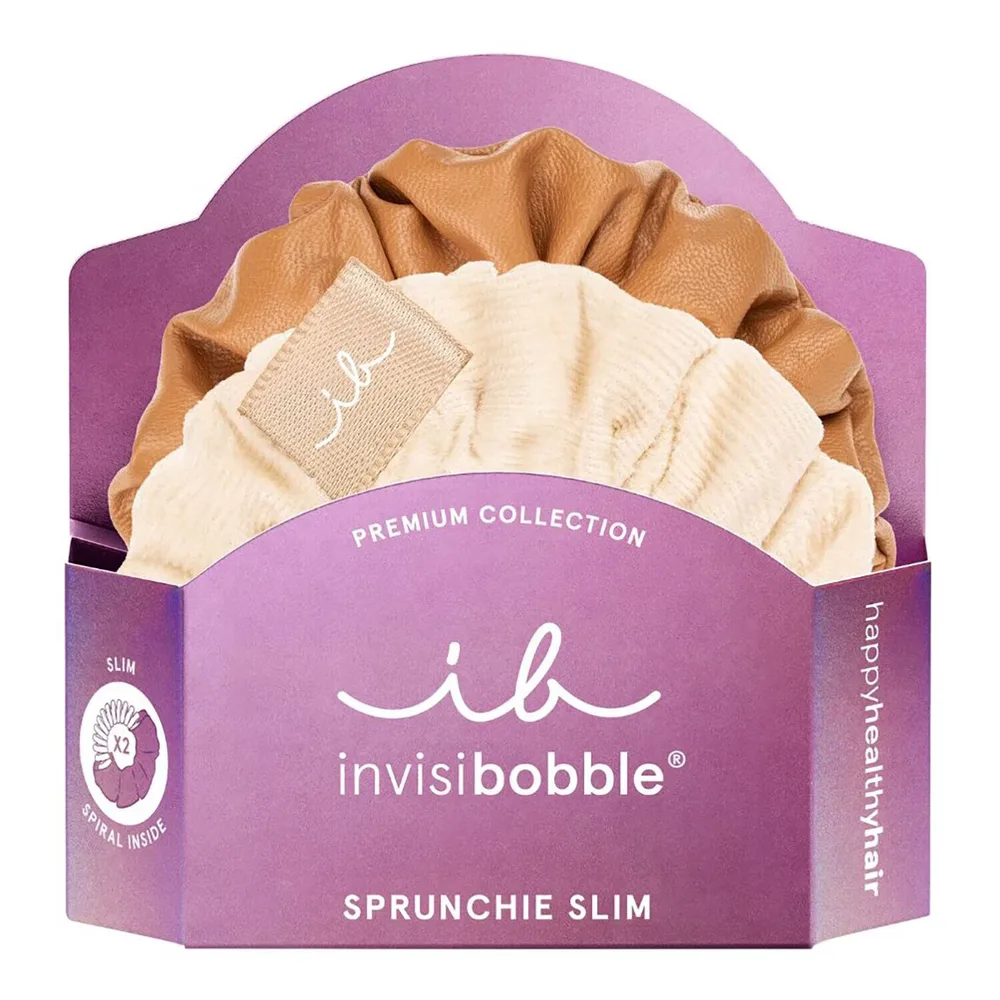 Набор 2 резинок для волос invisibobble Sprunchie Slim Premium, оттенок Crème de Caramel