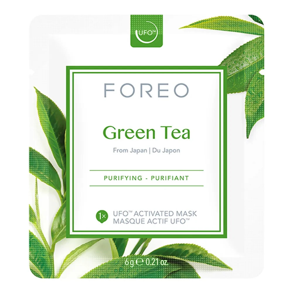 FOREO Green Tea UFO маска для лица тканевая очищающая с зелёным чаем 6 шт, 6 pcs