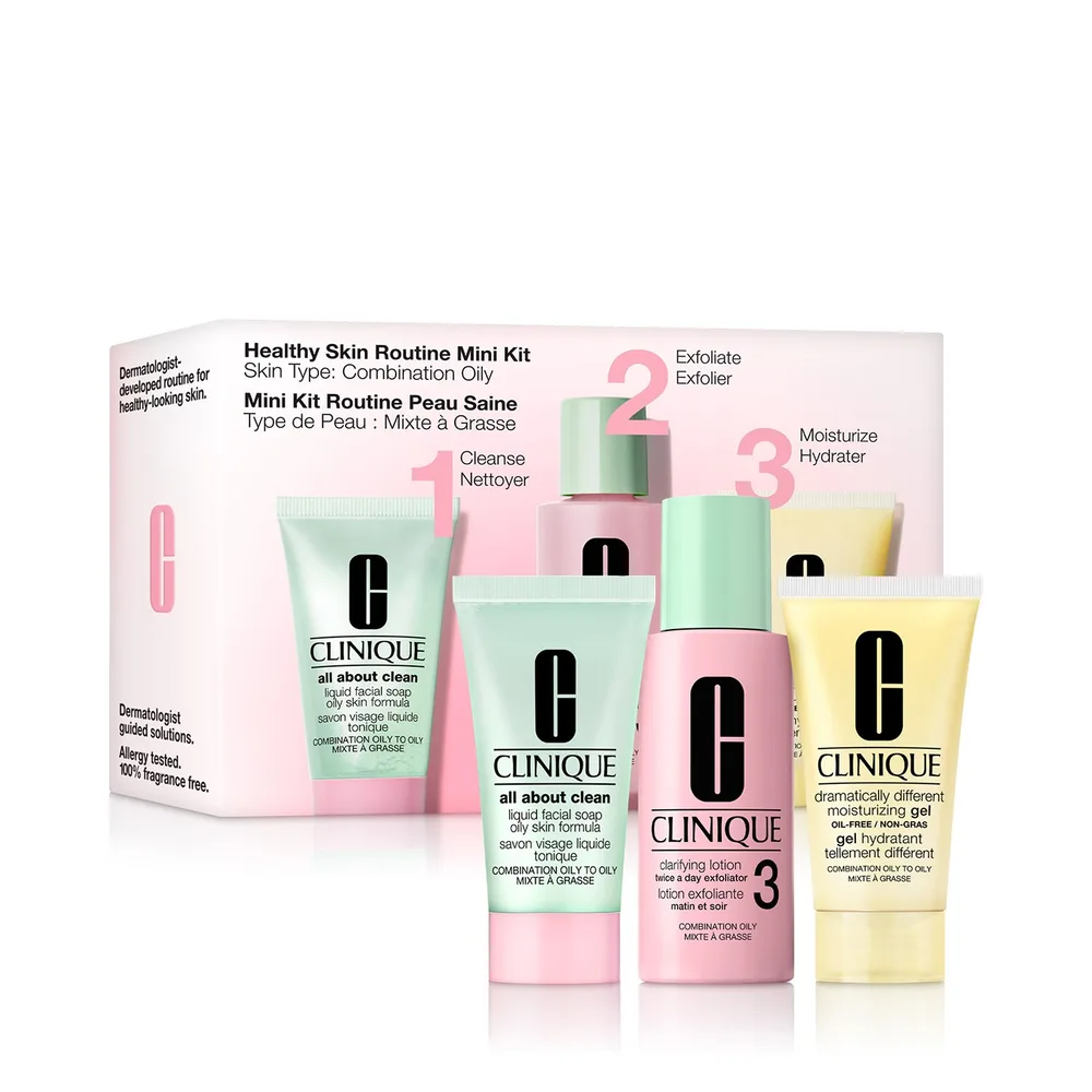 Clinique Healthy Skin Routine Mini Kit набор для ухода за комбинированной и жирной кожей, 30 мл + 60 мл + 30 мл