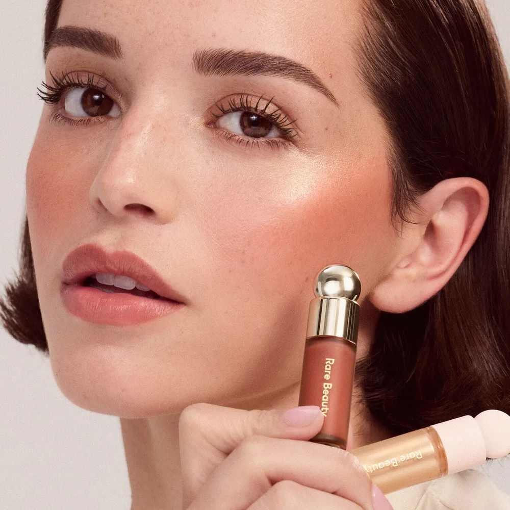 Rare Beauty Warm Radiance Mini Duo набор мини румяна Resilience и хайлайтер Exhilarate, 3.2 мл + 2.5 мл