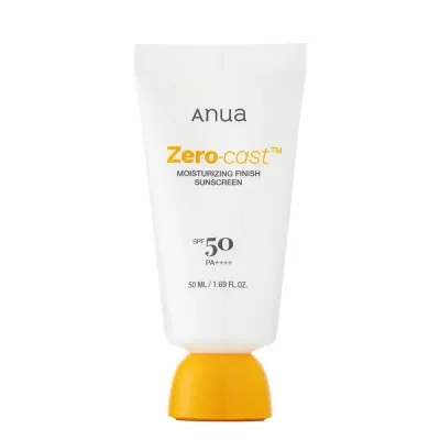 Солнцезащитный крем для лица Anua Zero-Cast Moisturizing Finish Sunscreen SPF 50, увлажняющий, без белых следов, лёгкий, 50 мл