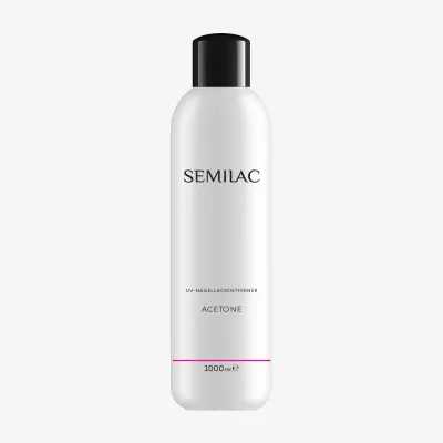 Жидкость для снятия гель-лака Semilac Acetone ацетон косметический, для размачивания гибридного покрытия, 1000 мл