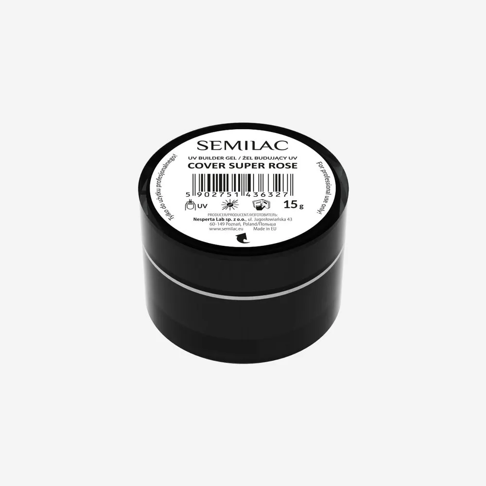 Гель строительный Semilac Builder Gel Cover Super Rose камуфлирующий разбелённый розовый, густой самовыравнивающийся, 15 г