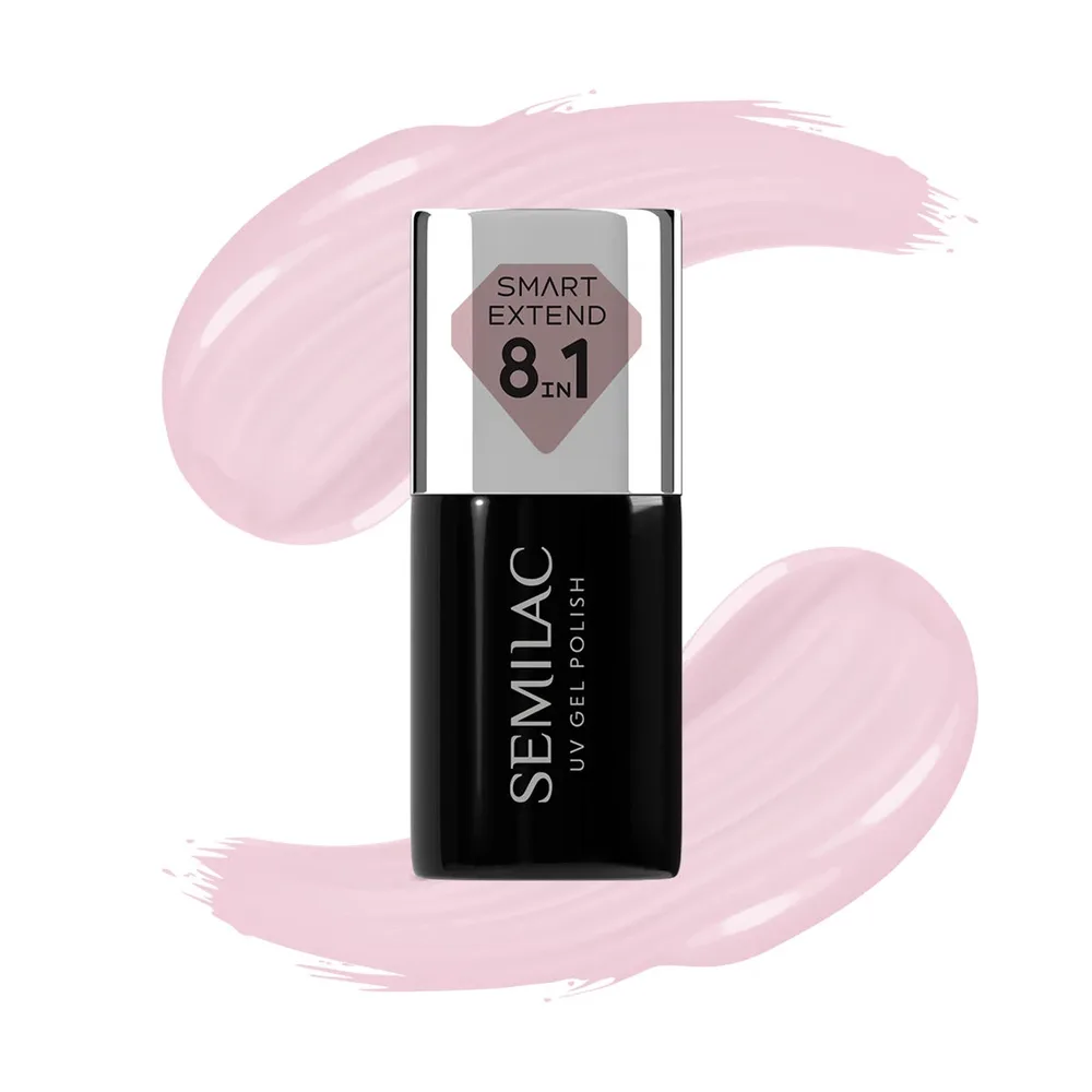 Лак гибридный для ногтей Semilac Smart Extend Tender Pink 809 выбеленный розовый, 7 мл