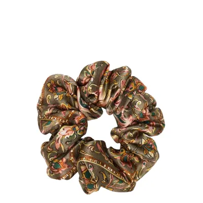 Резинка для волос Almania Scrunchie шёлковая с орнаментом Marocco, без металла, 1 шт