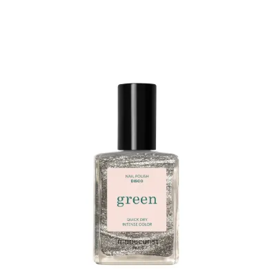 Лак для ногтей Manucurist Green Disco серебряный с блёстками, 15 мл