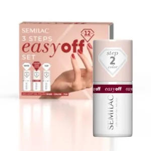 Набор для маникюра Semilac 3steps Easy Off Set база, лак L19 Cherry Coke, топ, снятие без опила
