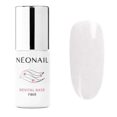 База для гель-лака NEONAIL Revital Base Fiber Shiny Queen белая с серебристым глиттером, для тонкой пластины, 7,2 мл