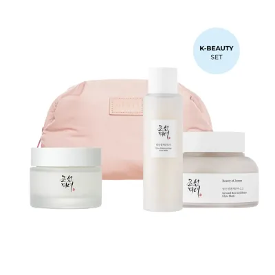 Набор для ухода за лицом Beauty of Joseon Bestseller Set K-Beauty: маска, тонер-молочко, крем и косметичка Pillow Puff Bag
