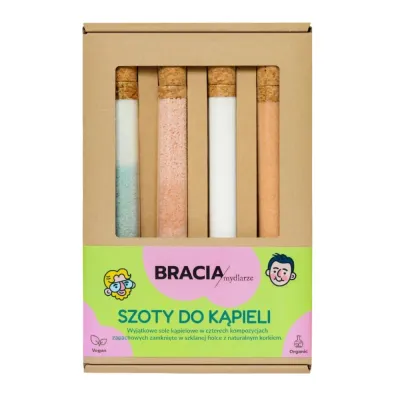 Набор для ванны Bracia Mydlarze шоты № 3: Дождевой лес + Cherry Candy + аргана и розовый перец + грейпфрут и ежевика, подарочная упаковка, 4 шт