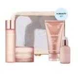 Набор для лица Medicube Triple Collagen Set: тоник + сыворотка + крем + ночная маска + косметичка Large Travel Bag Vanilla, для зрелой кожи — фото 1